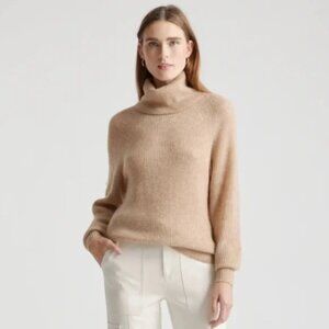Quince Baby Alpaca-Wool Turtleneck Women Women Size Small Camel Lightweight Soft